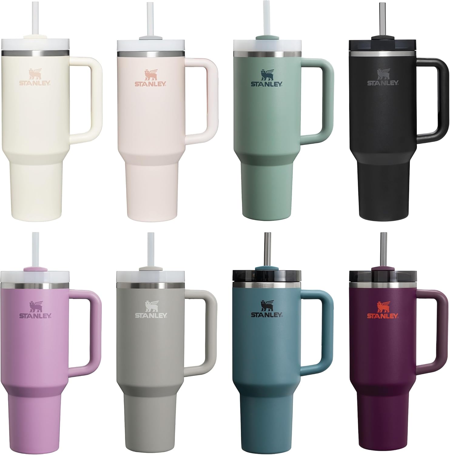 Stainless Steel Water Tumbler 40 Oz Cup Handle Straw Insulated Bottle Mug