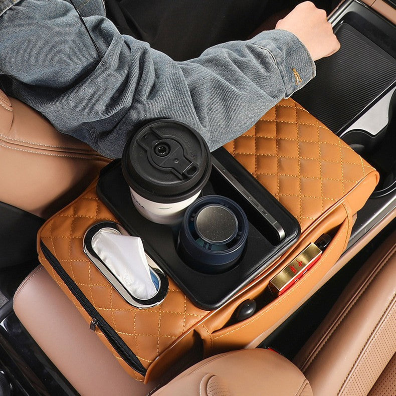 Multifunctional PU Leather Car Armrest Box Mat